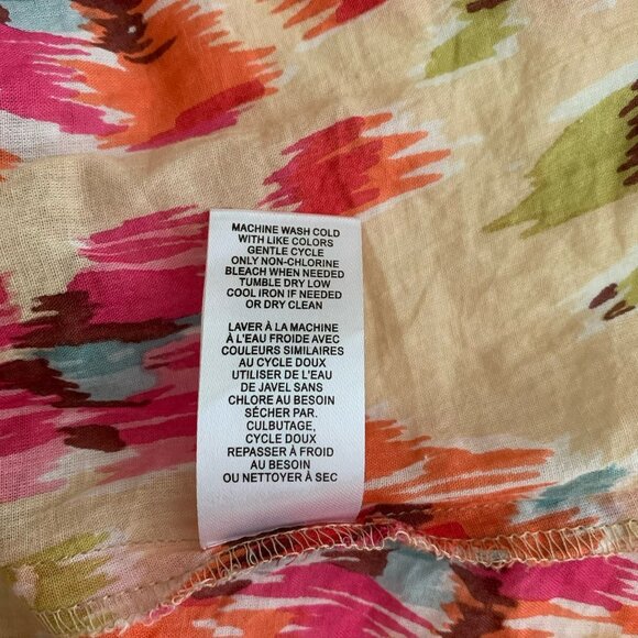 Elie Tahari Medium Floral Watercolor Flutter Sleeve 100% Cotton Blouse Top - Picture 8 of 8